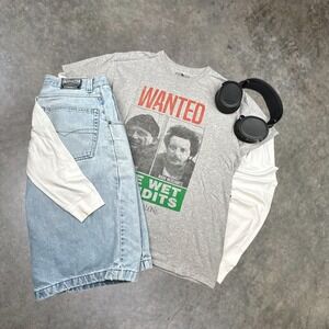 Home Alone The Wet Bandits Graphic T-Shirt Mens L Grey 90s Movie Promo Tee